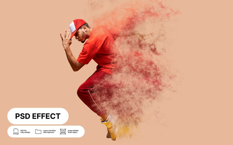 PSD Gratis efek foto dispersi