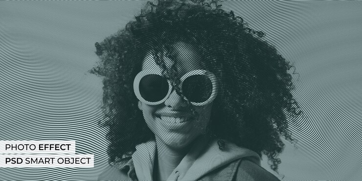 PSD Gratis efek foto garis bergelombang
