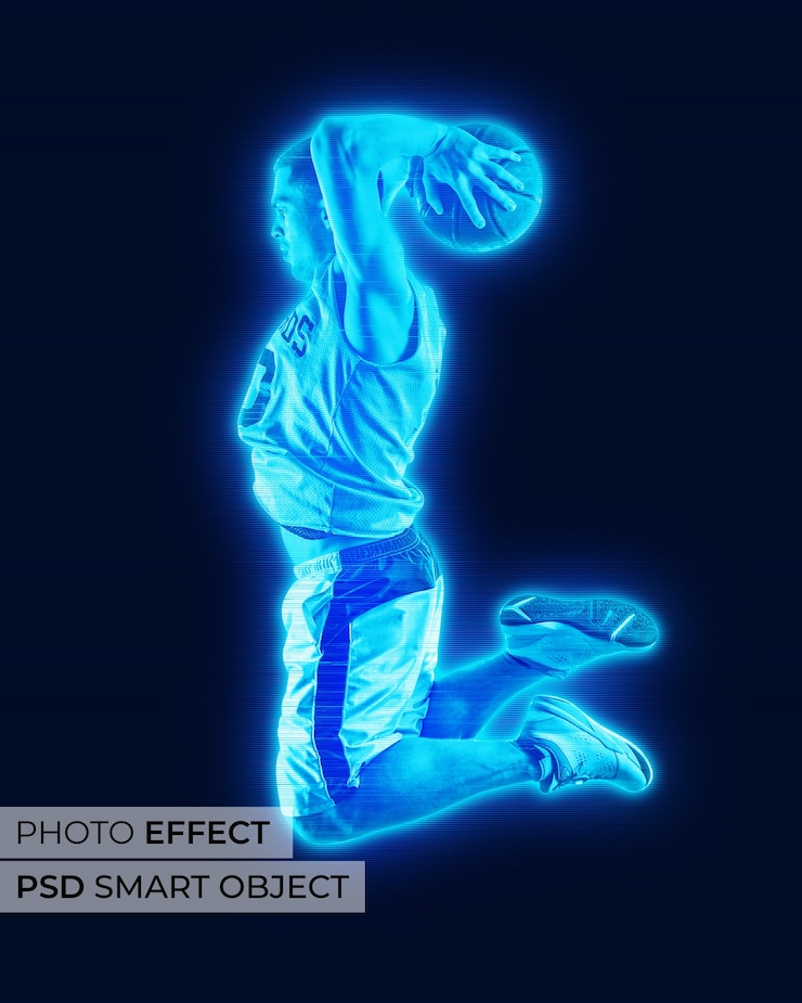 PSD Gratis efek foto hologram