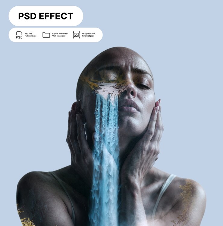 PSD Gratis efek foto lanskap alami