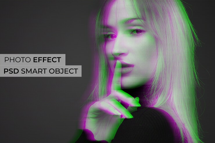 PSD Gratis efek foto saluran split rgb