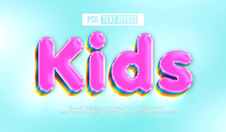PSD Gratis efek gaya teks anak-anak