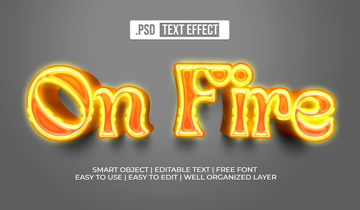 PSD Gratis efek gaya teks menyala