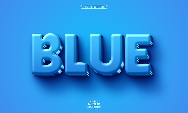 PSD Gratis efek teks 3d biru yang bisa diedit