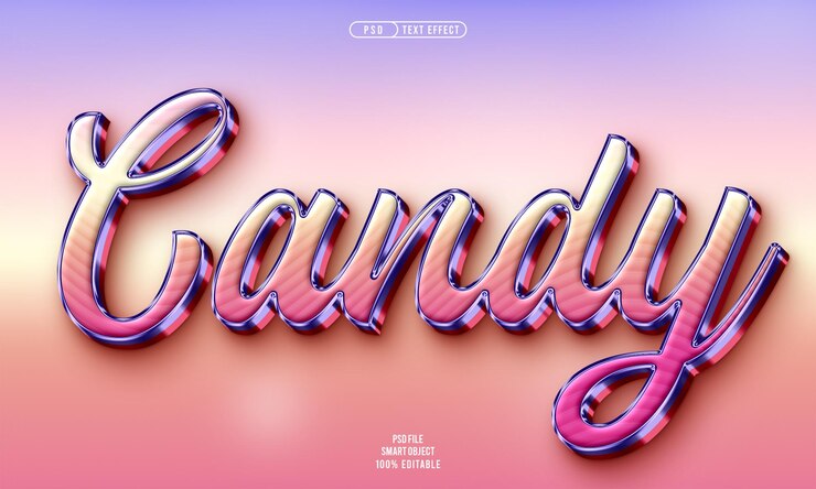 PSD Gratis efek teks 3d bisa diedit candy