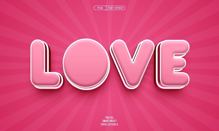 PSD Gratis efek teks 3d bisa diedit love