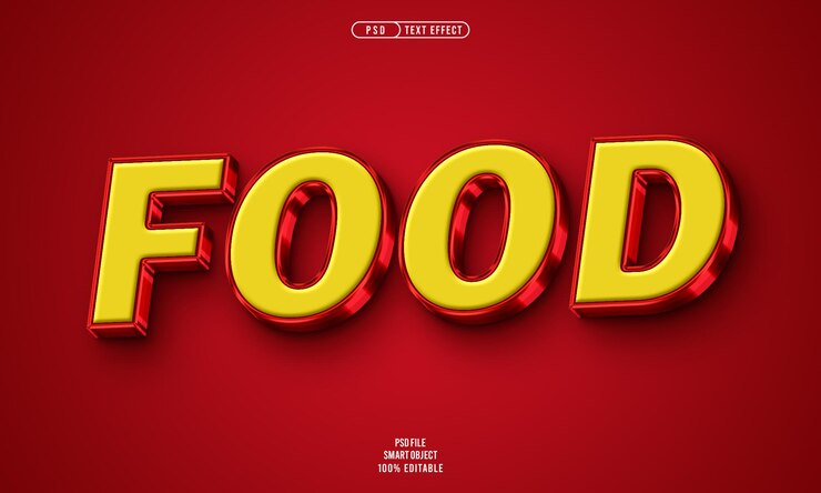 PSD Gratis efek teks 3d bisa diedit makanan