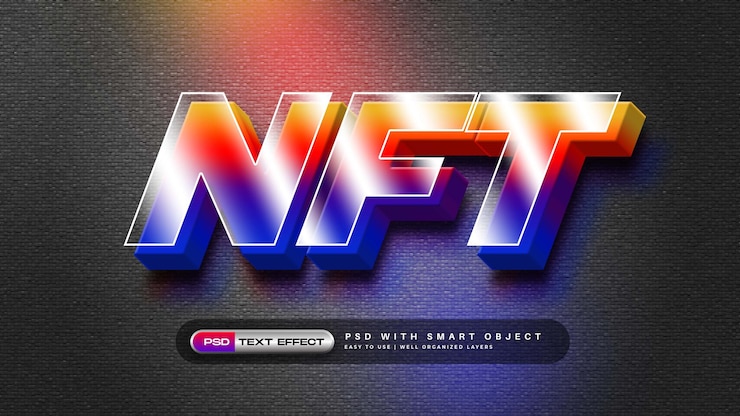 PSD Gratis efek teks 3d nft modern