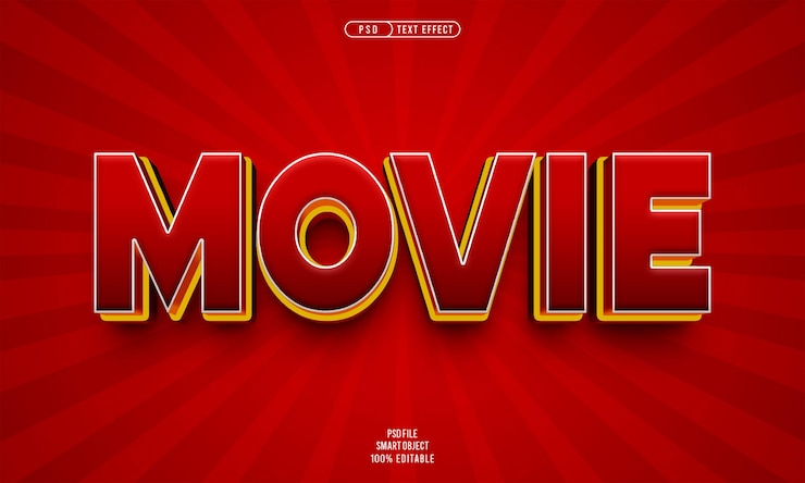 PSD Gratis efek teks 3d yang bisa diedit untuk film