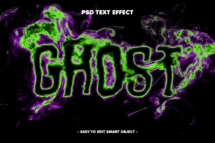 PSD Gratis efek teks asap hantu