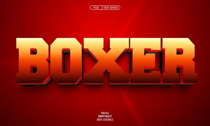 PSD Gratis efek teks bisa diedit 3d boxer