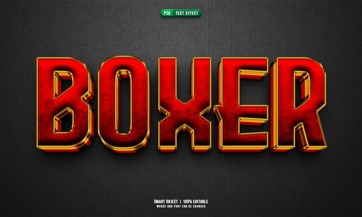 PSD Gratis efek teks bisa diedit 3d boxer