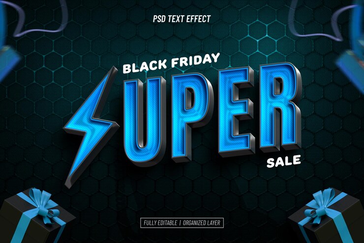 PSD Gratis efek teks bisa diedit black friday