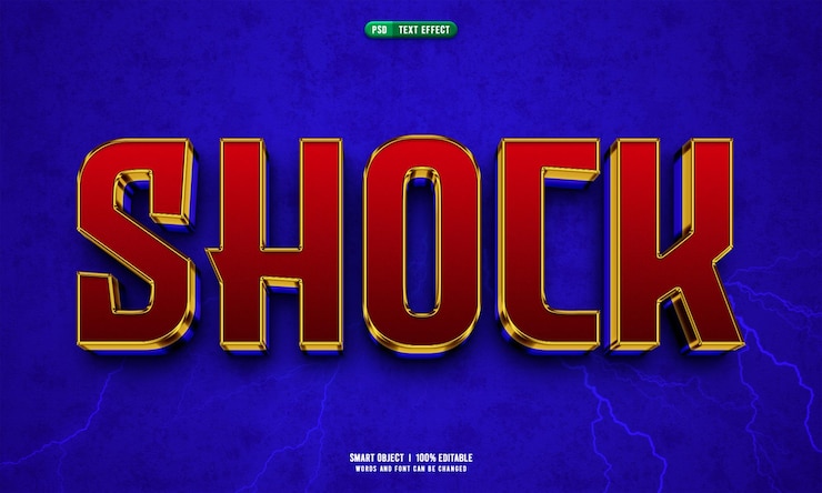 PSD Gratis efek teks bisa diedit shock 3d