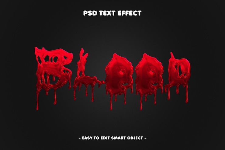 PSD Gratis efek teks darah