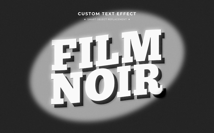 PSD Gratis efek teks film noir hitam putih