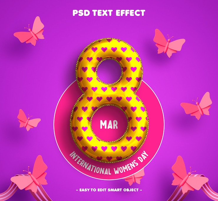 PSD Gratis efek teks hari wanita internasional
