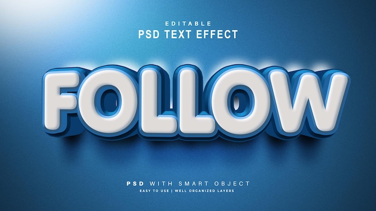 PSD Gratis efek teks ikuti 3d