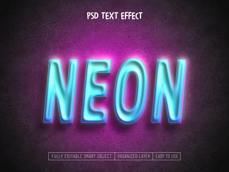 PSD Gratis efek teks neon yang bisa diedit
