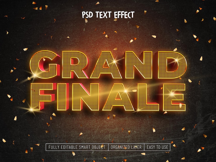 PSD Gratis efek teks psd grand finale