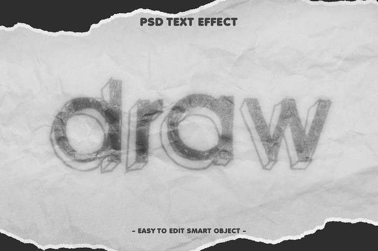 PSD Gratis efek teks yang dapat diedit sketsa pensil