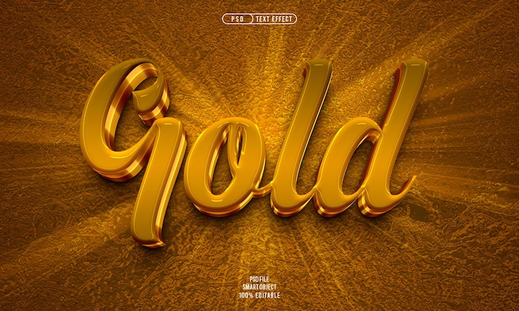 PSD gratuito effetto di testo 3d in oro modificabile