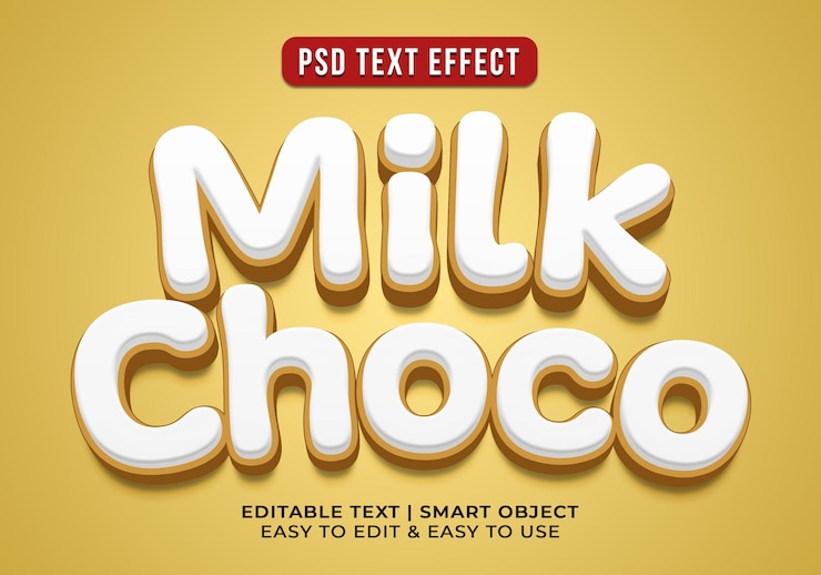 PSD gratuito effetto di testo 3d in stile latte modificabile