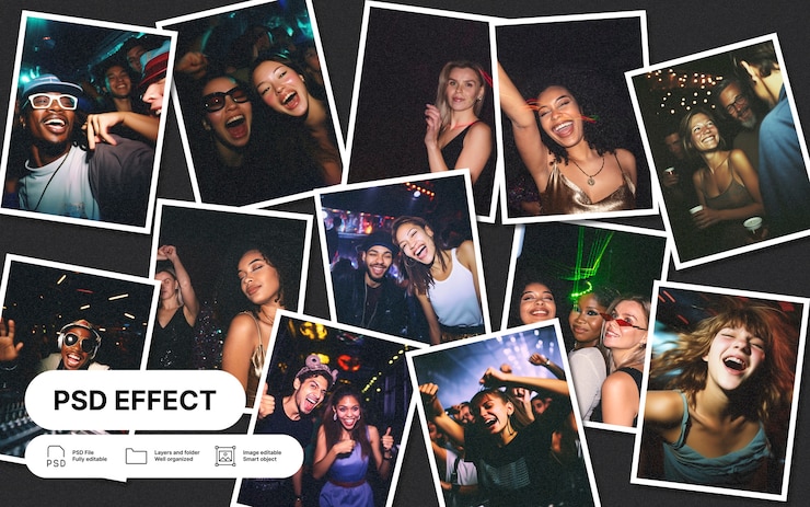 PSD gratuito effetto di testo collage grid set