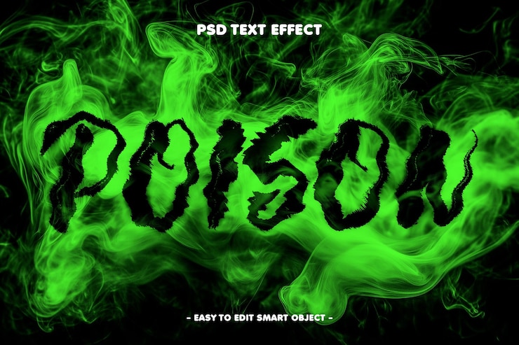 PSD gratuito effetto di testo di fumo velenoso