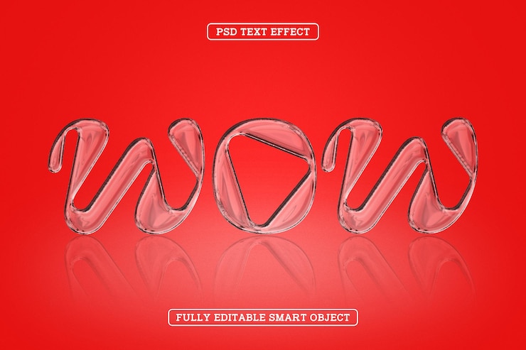 PSD gratuito effetto di testo in stile wow glass
