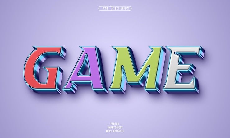 PSD gratuito effetto di testo modificabile 3d del gioco