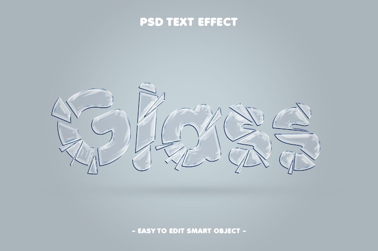 PSD gratuito effetto di testo modificabile di vetro rotto