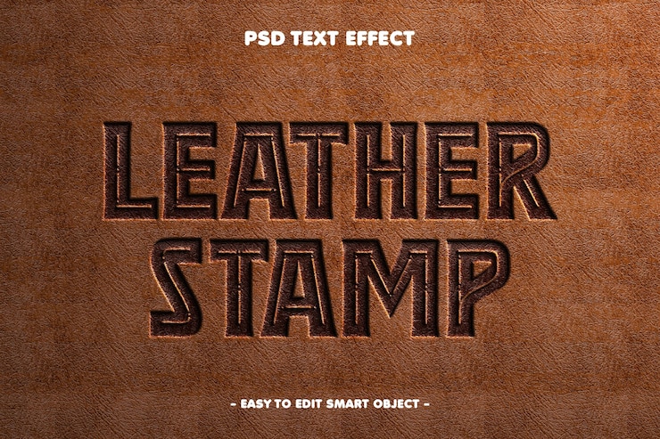 PSD gratuito effetto di testo modificabile stampato in pelle