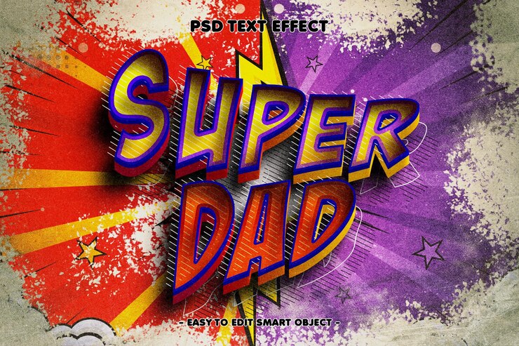PSD gratuito effetto di testo super papà 3d modificabile
