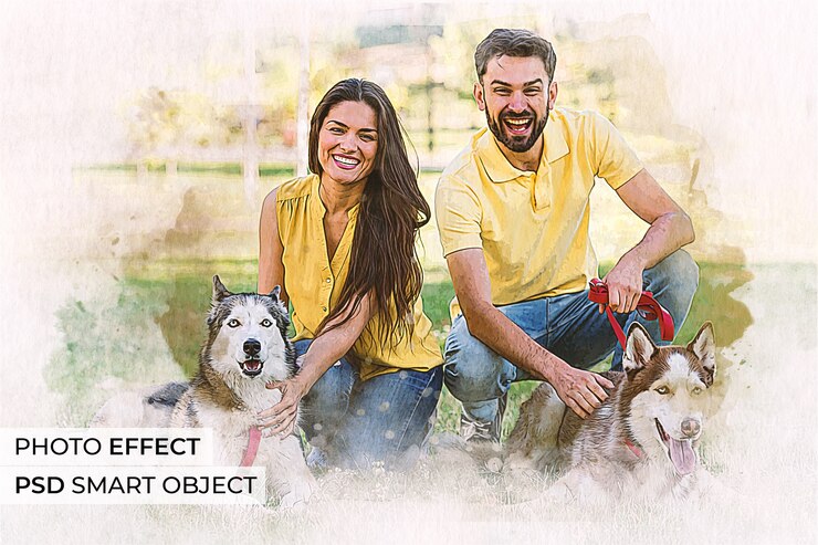 PSD gratuito effetto foto acquerello stile di vita