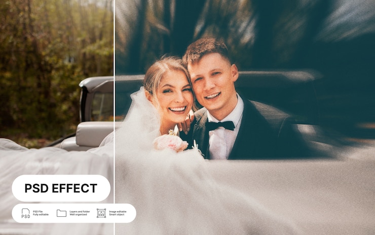 PSD gratuito effetto foto di nozze