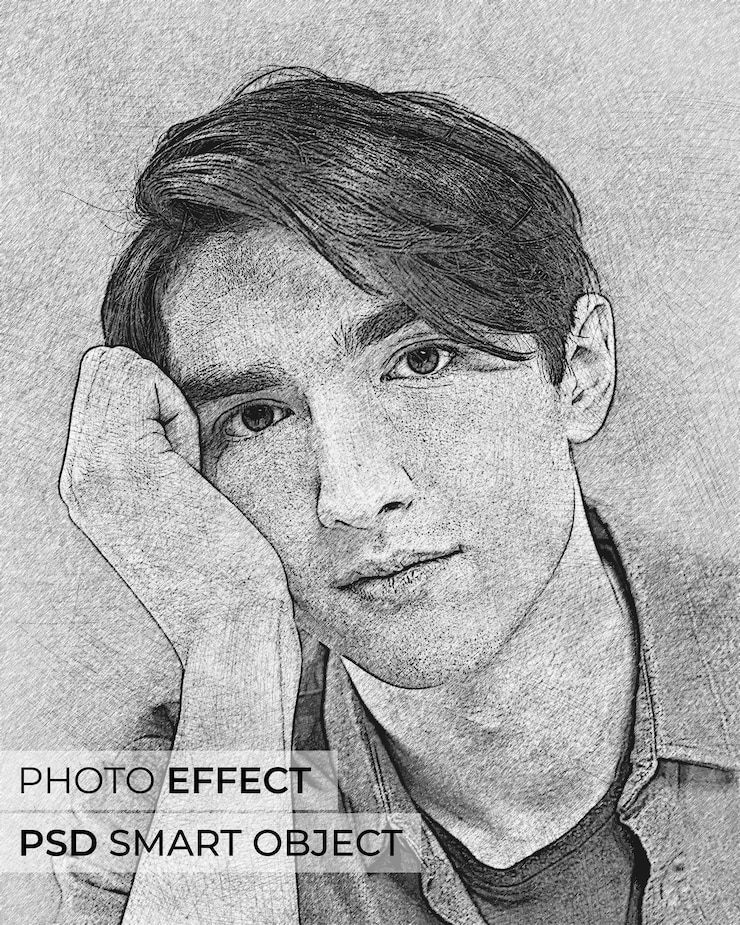 PSD gratuito effetto foto disegno a matita