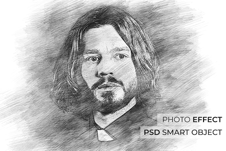 PSD gratuito effetto foto disegno a matita