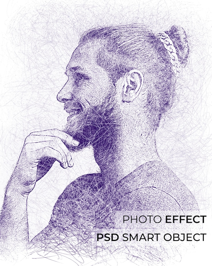 PSD gratuito effetto foto disegno a matita