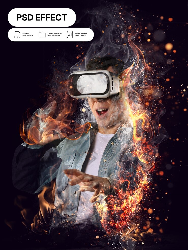 PSD gratuito effetto foto fuoco
