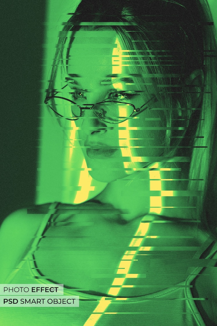 PSD gratuito effetto foto glitch a due tonalità