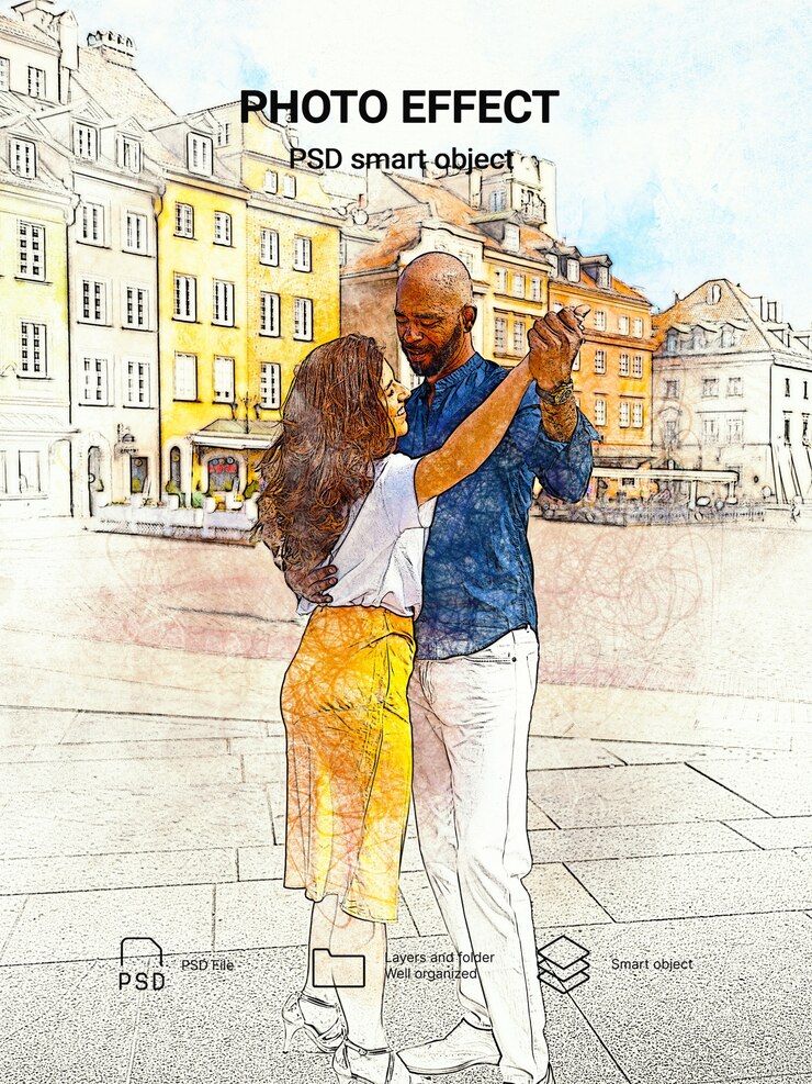 PSD gratuito effetto foto schizzo urbano
