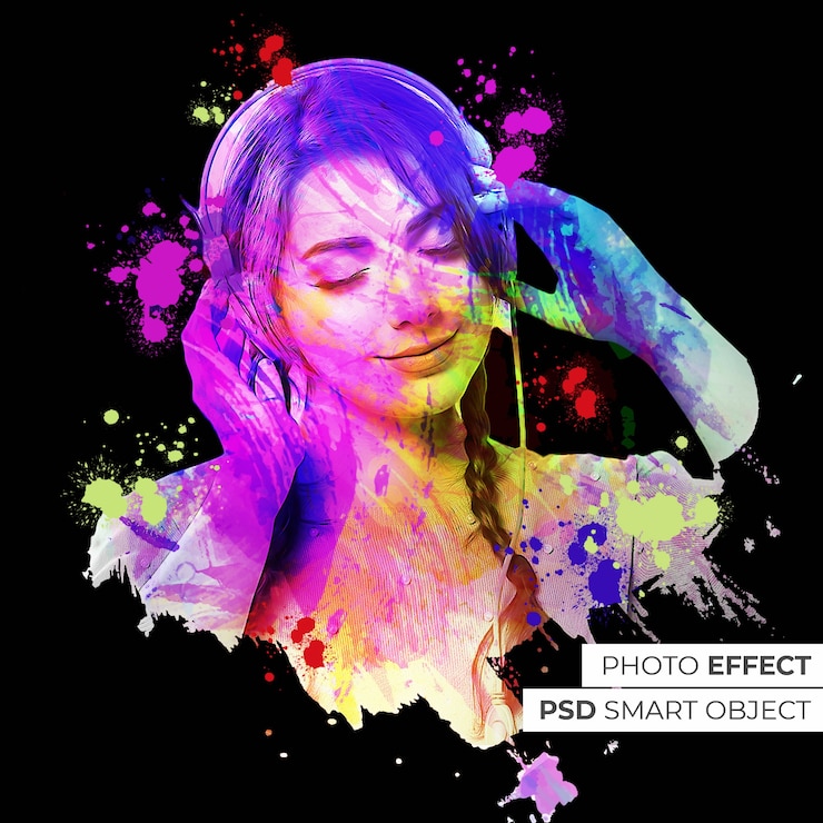 PSD gratuito effetto foto vernice colorata