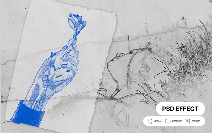 PSD gratuito effetto fotografico della carta di tracciamento