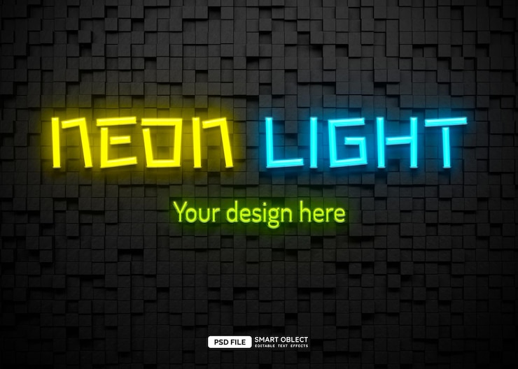 PSD gratuito effetto stile testo luce al neon