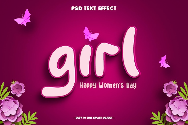 PSD gratuito effetto testo giornata internazionale della donna