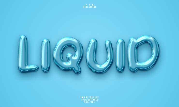 PSD gratuito effetto testo modificabile 3d liquido