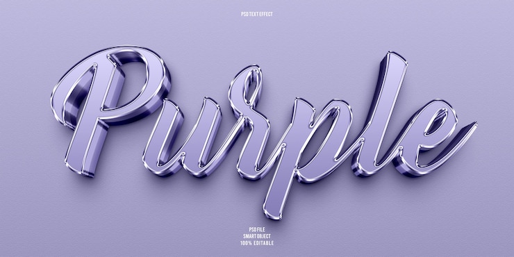 PSD gratuito effetto testo modificabile 3d viola