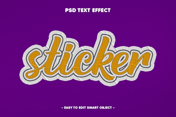 PSD gratuito effetto testo modificabile adesivo