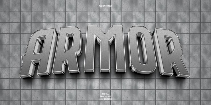 PSD gratuito effetto testo modificabile armatura 3d
